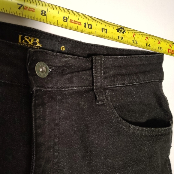 L & B Lucky & Blessed High Rise Flare Jeans Women's Size 6 Fringe Raw Hem Black - Picture 6 of 9
